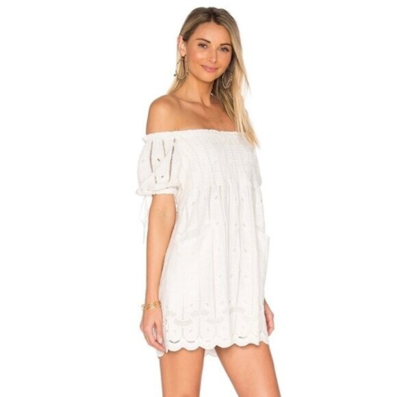 Tularosa Revolve Women's Quinn Mini Dress Off The Shoulder Embroidered Small - Picture 5 of 16